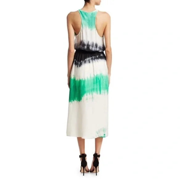 A.L.C Tallulah Tie-Dye Sleeveless Silk Midi Dress Belted Racerback Size 14 - Picture 4 of 11